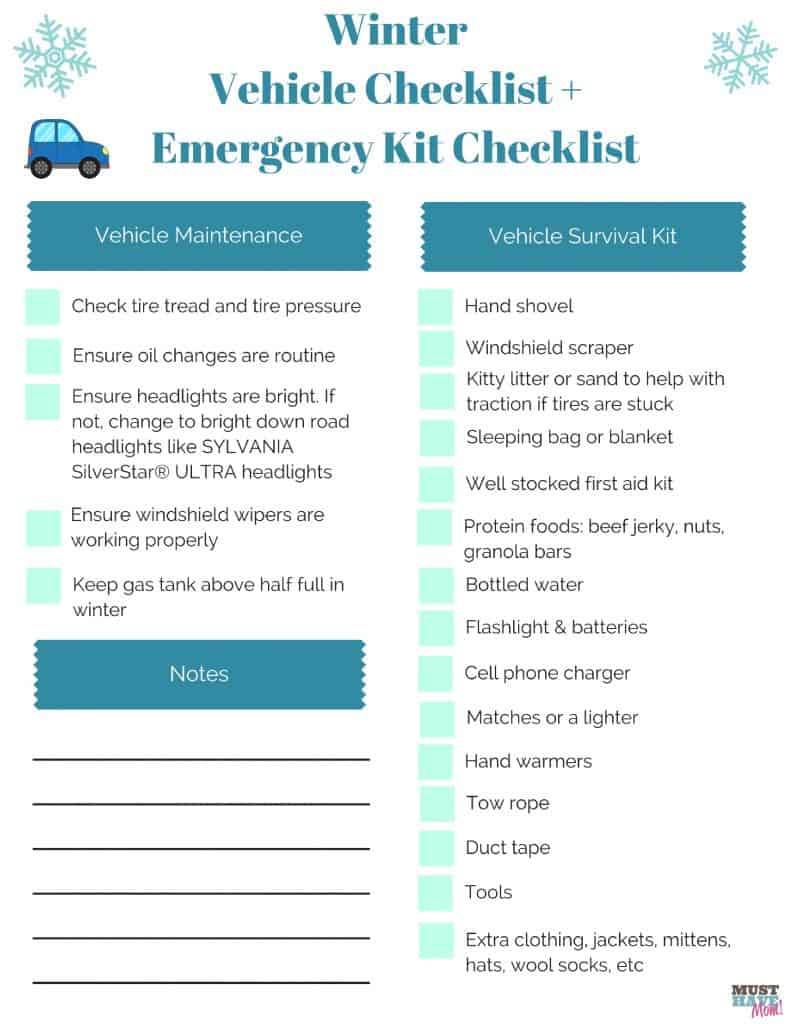 Is your vehicle ready for winter? Free winter vehicle checklist and vehicle emergency kit checklist