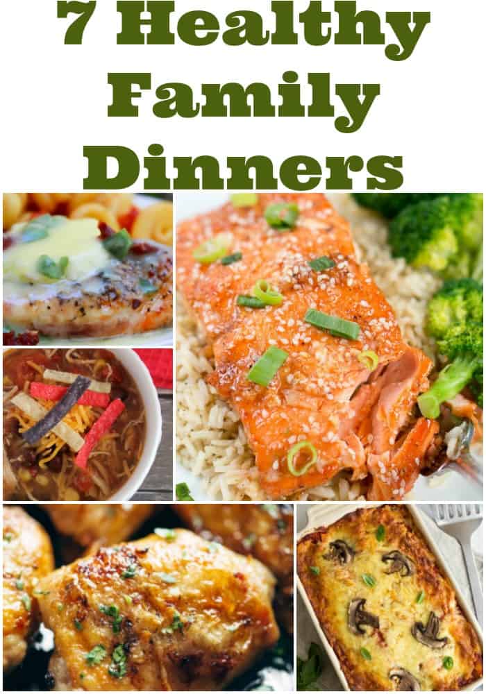 7 healthy family dinners to make weeknight meal planning quick and easy! Free meal plan and recipes. Grab these family friendly meal ideas.