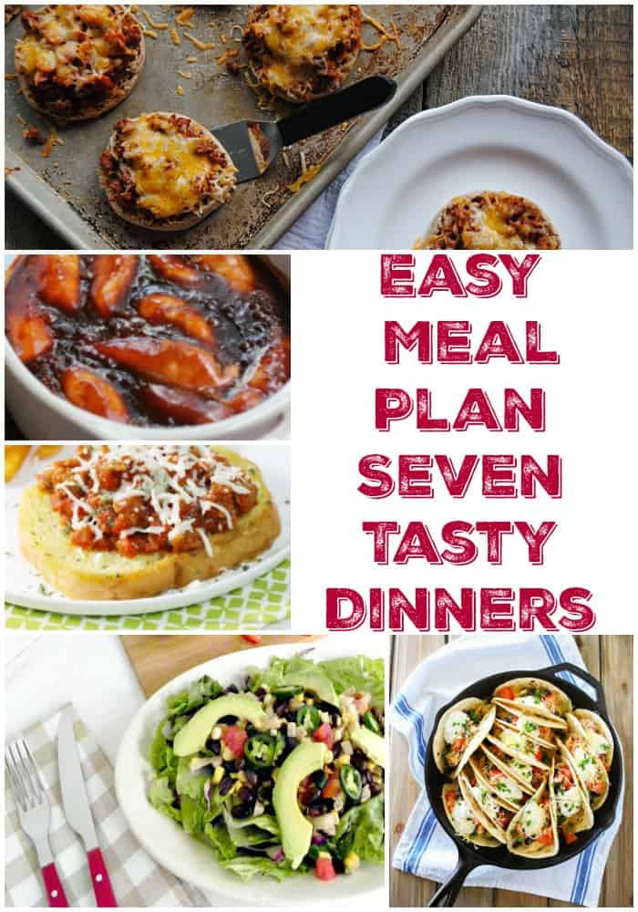 Easy meal plan with 7 tasty dinner ideas for busy weeknights! Make your family meal planning a breeze with these kid friendly dinner ideas. Love easy weeknight meal ideas!