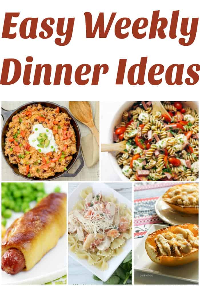 Easy weekly dinner ideas! She gives a free weekly meal plan menu every Monday! Easy weeknight dinner ideas for the busy family who needs healthy weeknight recipe inspiration!