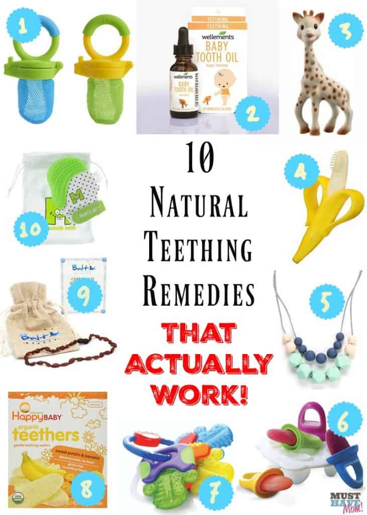 10 Natural Teething remedies that ACTUALLY work! This is from a mother of 4 and Registered Nurse! She shares natural remedies to relieve teething pain. Great teething ideas for babies!
