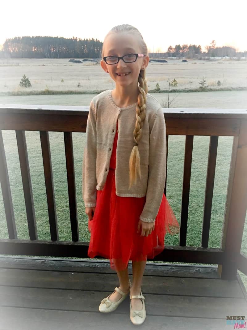 Girls Christmas outfit idea! Affordable Christmas dress with sweater and shoes. Love this ensemble.