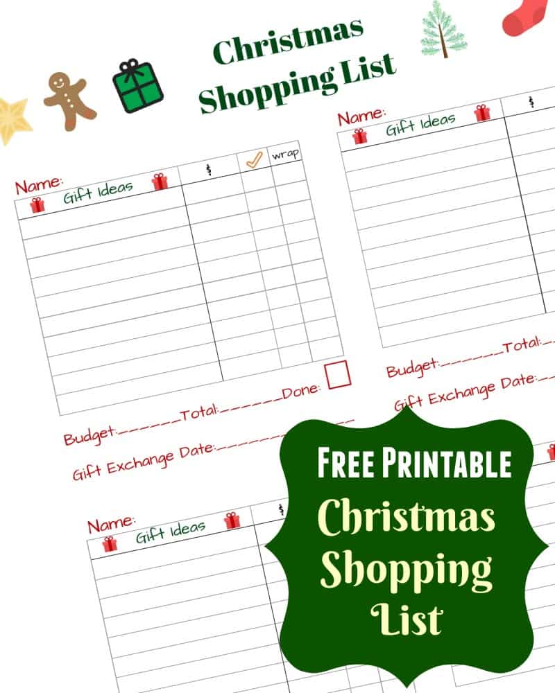 Free Christmas Shopping List Printable