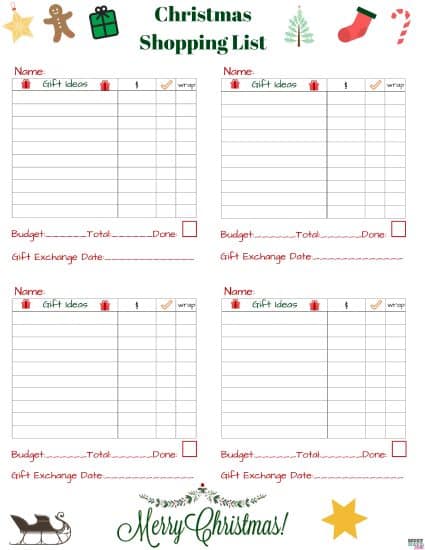 Free Christmas Shopping List Printable - Must Have Mom