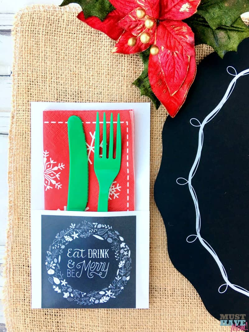 Free rustic Christmas party printables and rustic gift tag printables. These are so charming! Pair with burlap and chalboards for a rustic look! Free christmas invitations, party food signs, gift tags, place setting, signs and more!