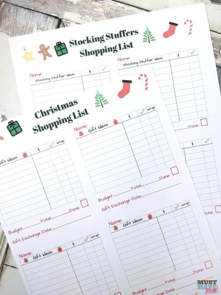 A colorful form of Christmas shopping list
