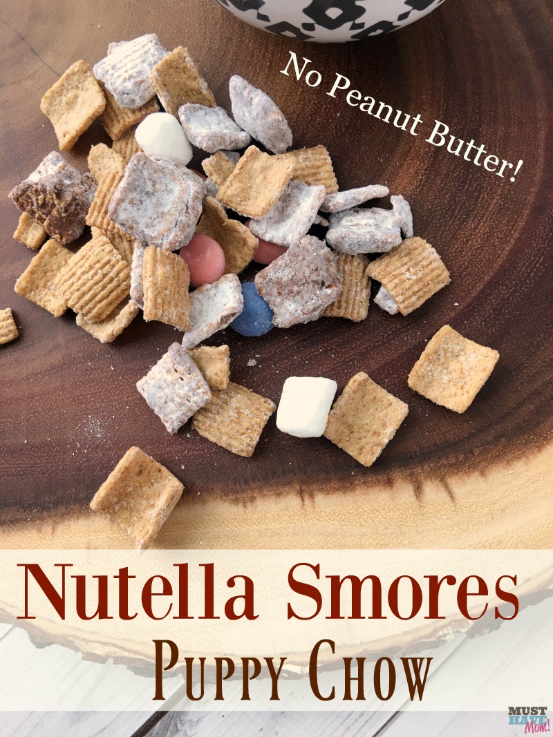 This nutella smores puppy chow is seriously better than the original puppy chow and it's a puppy chow recipe with no peanut butter! I'll warn you it's highly addictive!