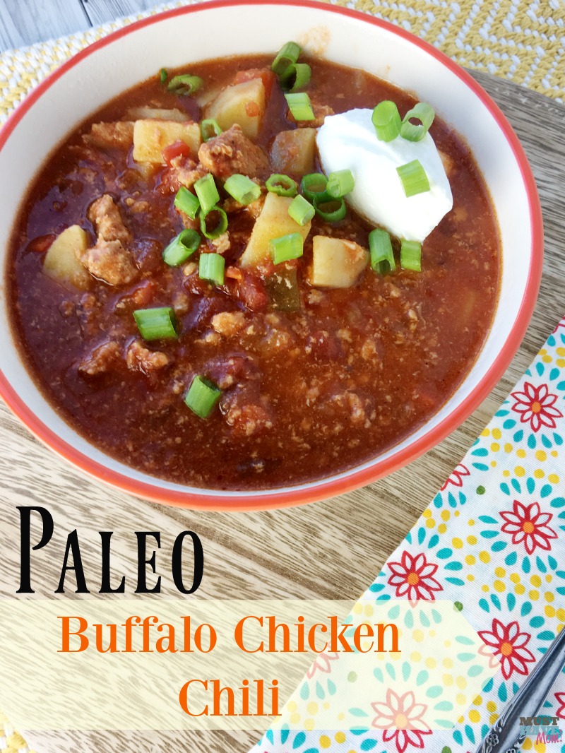 Healthy Slow Cooker Paleo Buffalo Chicken Chili Recipe! This tasty blend is hearty and warms your belly while leaving out the unhealthy ingredients!