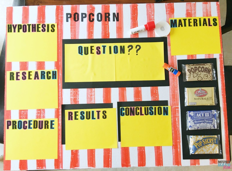 5 easy science fair projects that anyone can pull off! Popcorn science fair experiment with step by step directions too! These elementary science projects use a tri fold board.