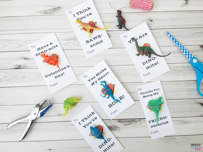 Free printable dinosaur Valentine's Day cards! Great for classroom valentine cards! Go print them FREE!