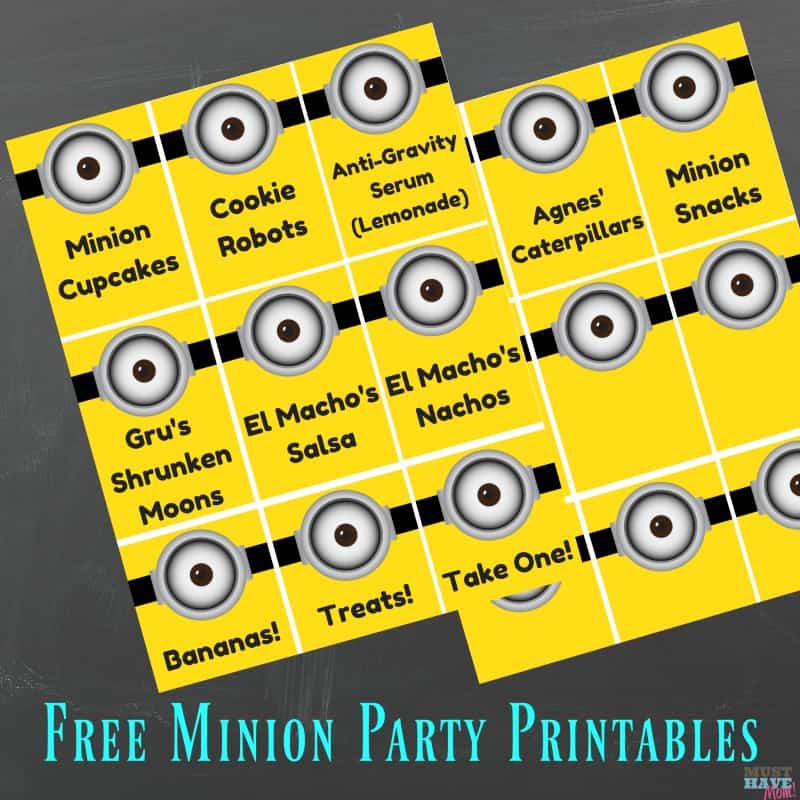 Minion birthday party food ideas with free printable minion party food signs! Grab these minion party ideas and the free party printable!