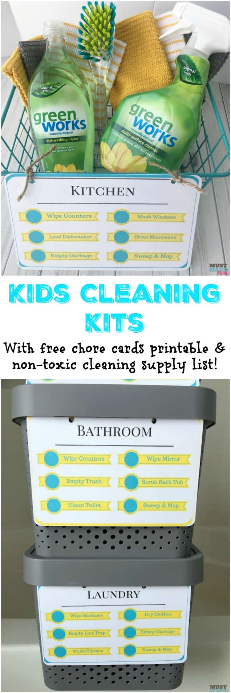 Bathroom Cleaning Kit for Kids {Free Printable Bathroom Cleaning Checklist  for Kids} - Happy Brown House