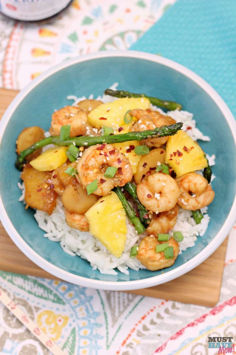 20 Minute Easy Shrimp Recipes: Pineapple Teriyaki Shrimp Rice Bowls