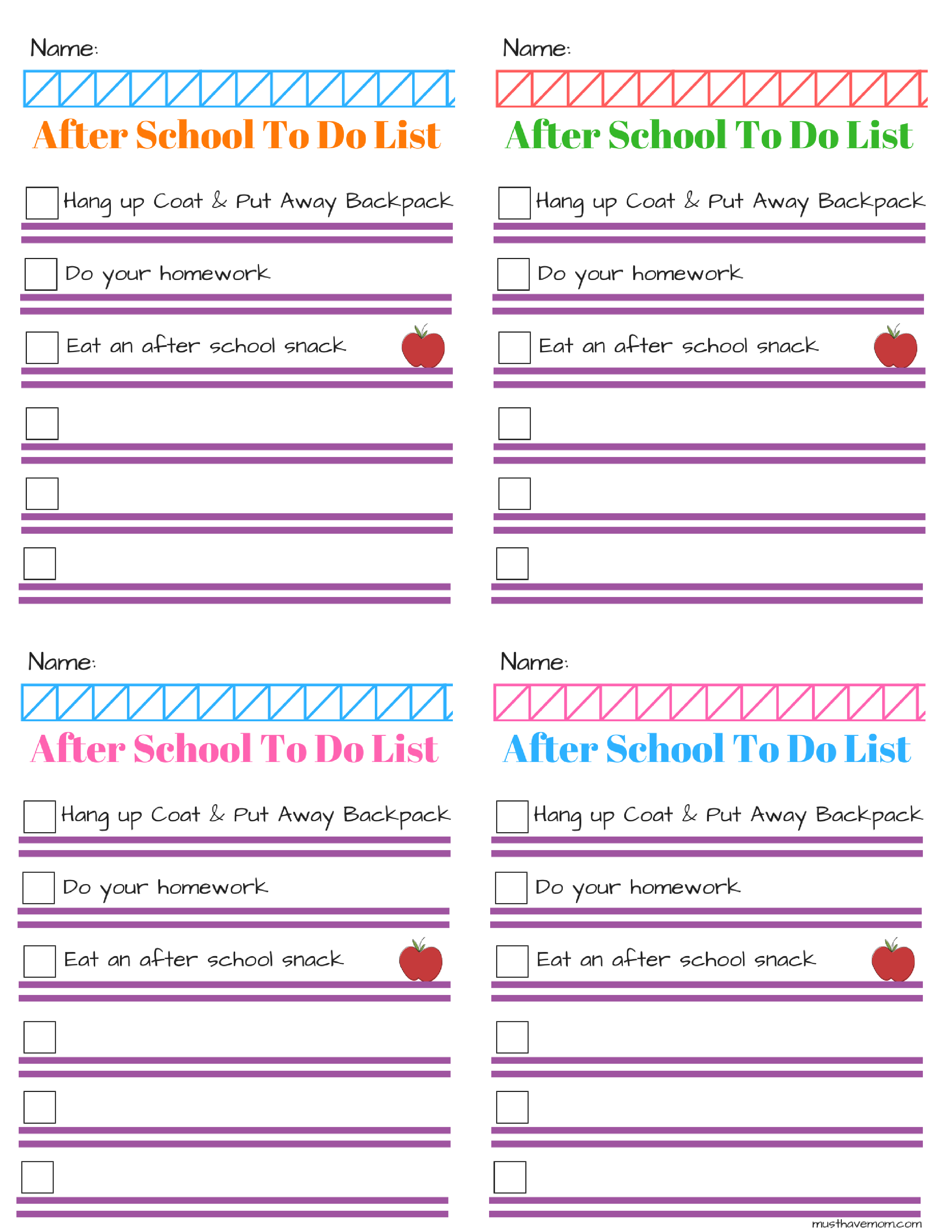 chores list for adults printable