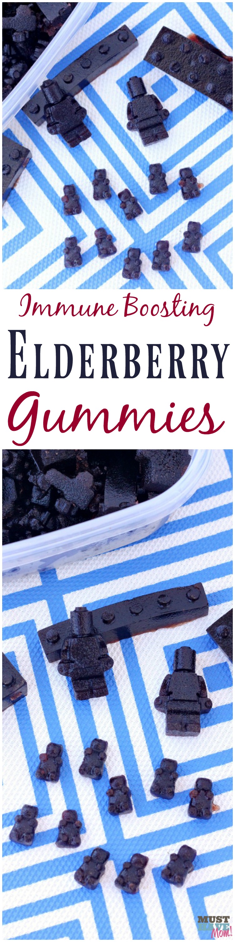 Immune boosting elderberry gummies recipe! Great for kids and adults. Take daily to prevent cold and flu and also to shorten the duration of the flu or a cold!