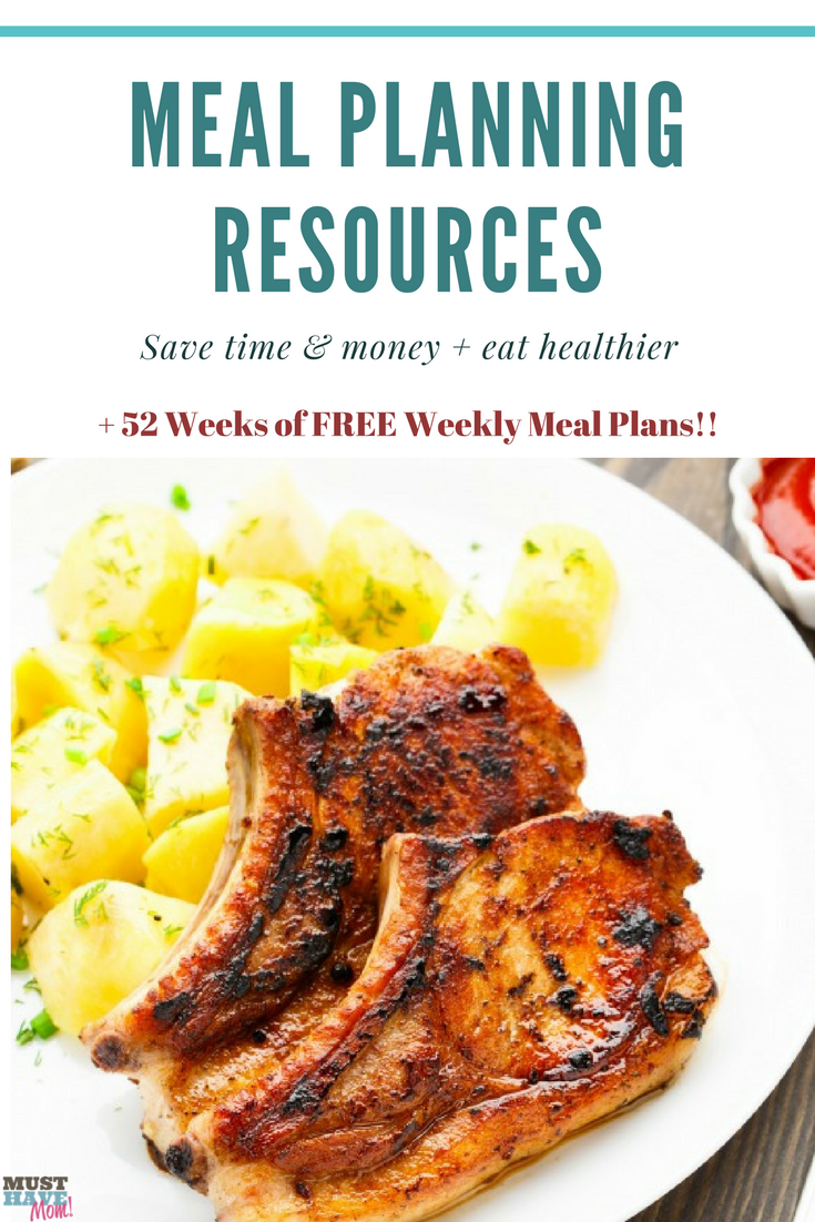 Meal planning resources to help busy families eat healthier, save time and save money. + 52 weeks of FREE weekly meal plans!! Grab it now!