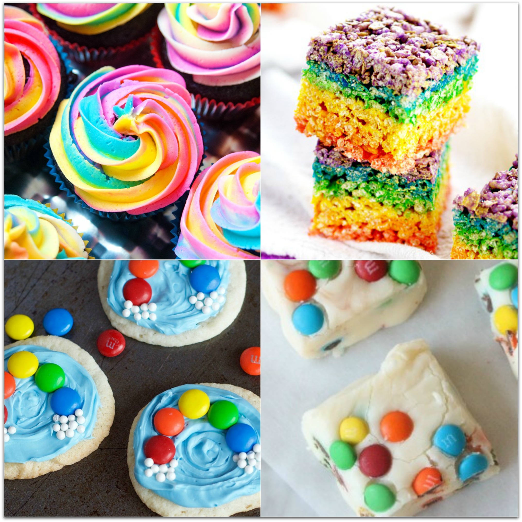 Colorful rainbow party food ideas and rainbow food recipes! Perfect for a rainbow birthday party or holiday gatherings!