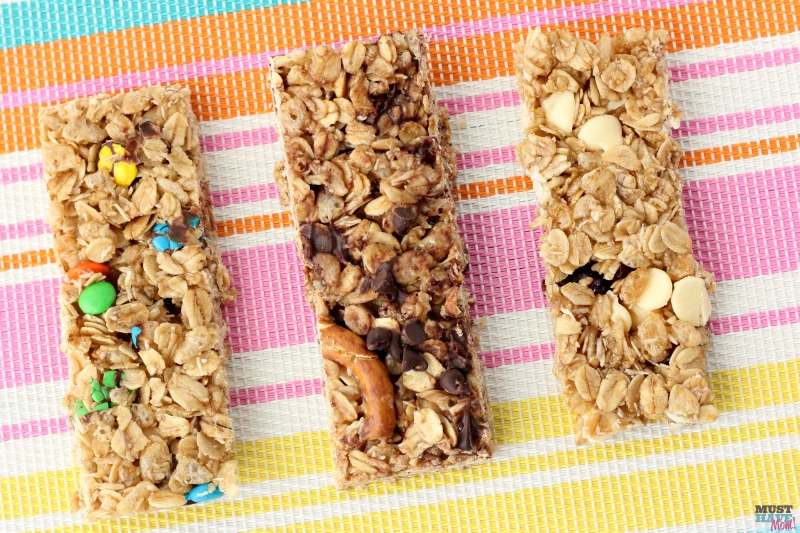 Easy homemade granola bars recipe base! 1 recipe with 8 different varieties! Homemade granola bars healthy, clean ingredients. She makes them every Sunday for the week!