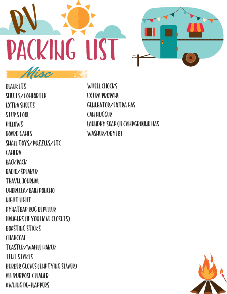 rv packing list free printable must have mom