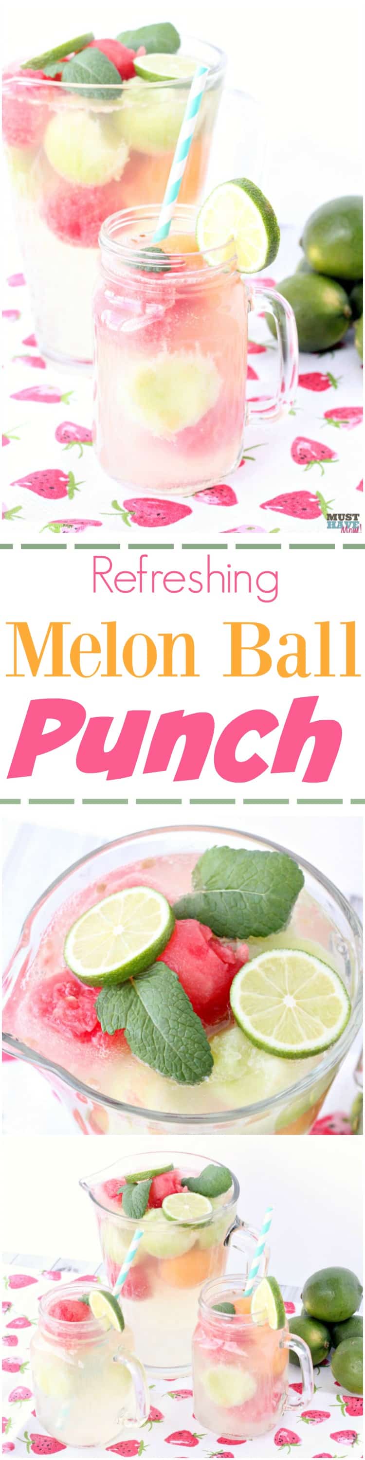 delicious white grape juice punch melon ball drink