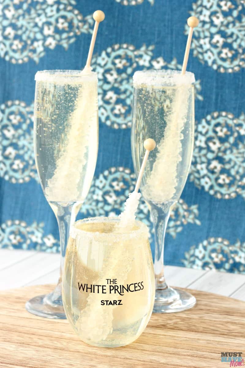 Non alcoholic champagne rock candy sucker drink