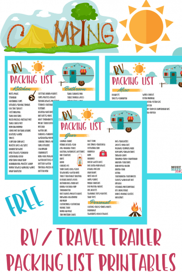 Free RV checklist printable packing list. Don't forget anything on your next camping trip in your travel trailer. This free printable camping list has everything covered!