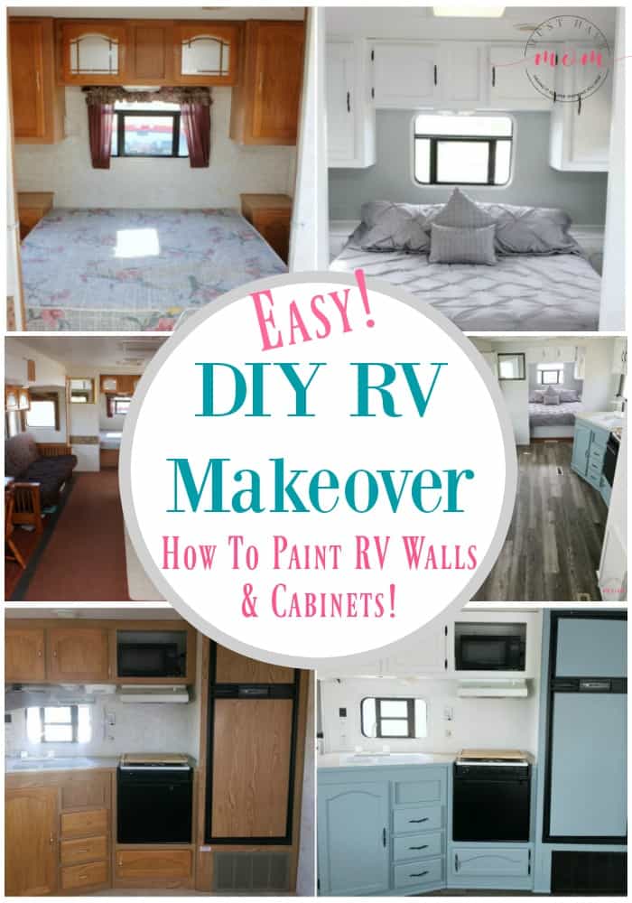 Easy RV Remodeling Makeover with instructions to remodel RV interior, paint RV walls, paint 2 tone kitchen cabinets! LOVE!!
