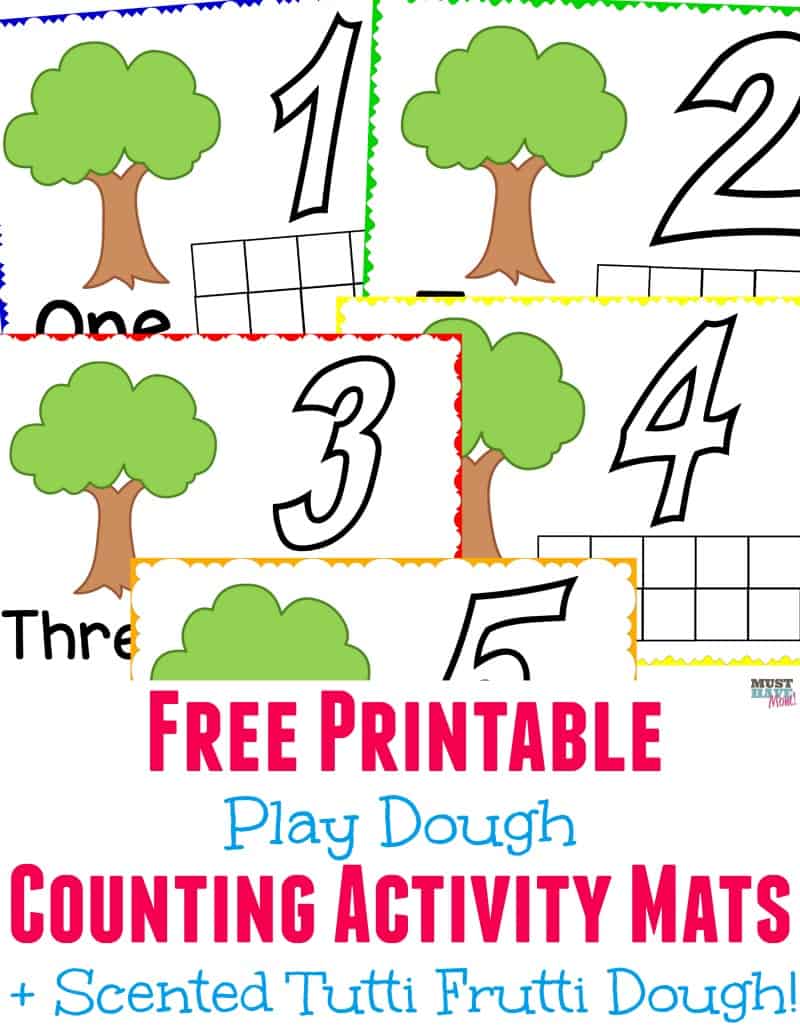 Free printable playdough mats! Free play dough activities help kids learn counting with scented play dough.