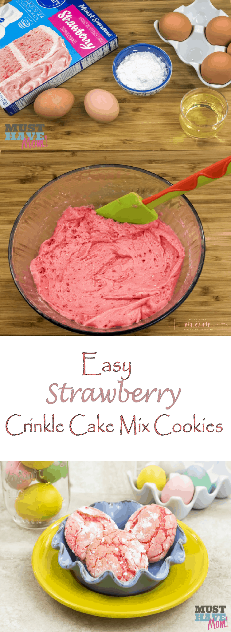 These easy strawberry crinkle cake mix cookies are the perfect way to get the kids cooking in the kitchen and make the perfect summer treat. 