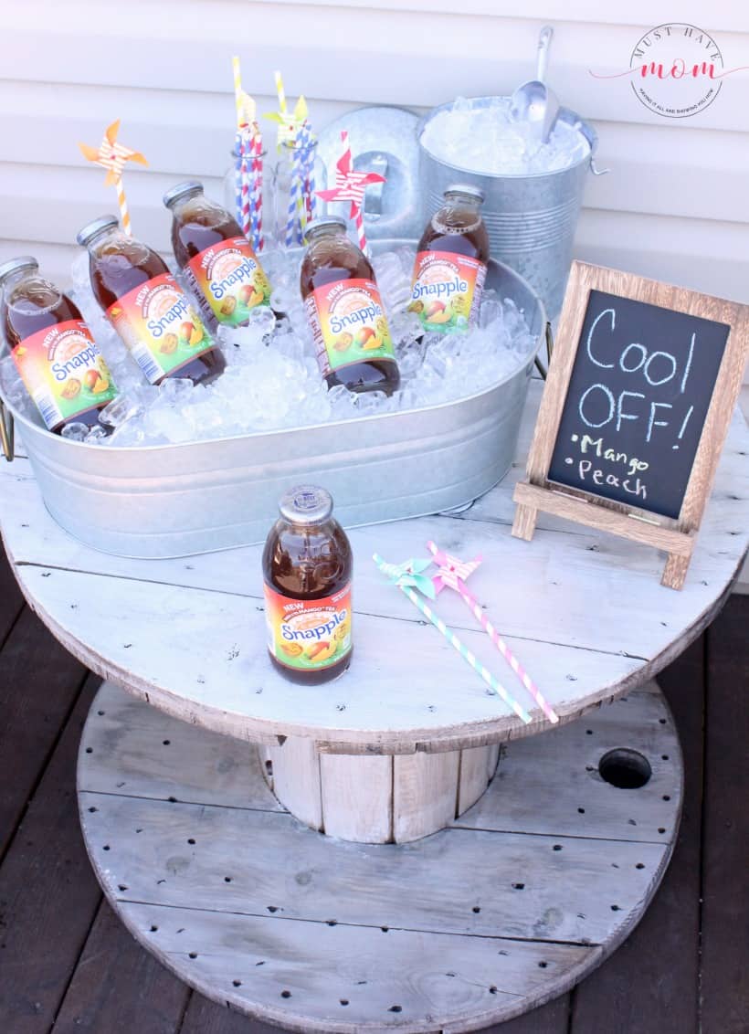 DIY outdoor beverage station idea! Farmhouse style drink station to stay cool outside.