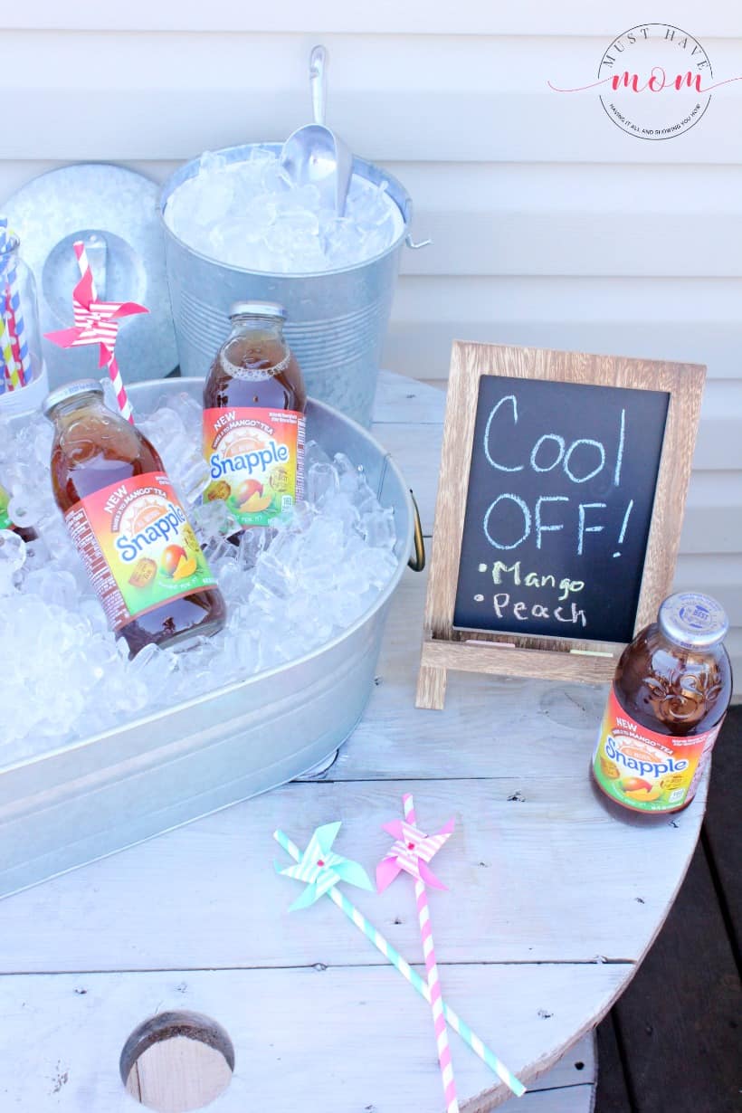 DIY outdoor beverage station idea! Farmhouse style drink station to stay cool outside.