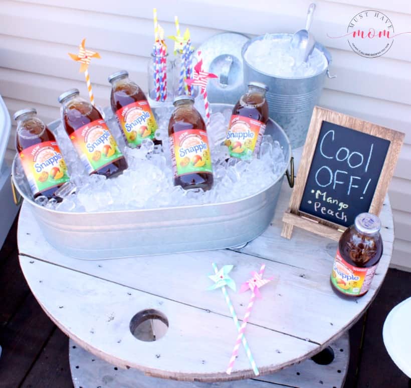 DIY outdoor beverage station idea! Farmhouse style drink station to stay cool outside.