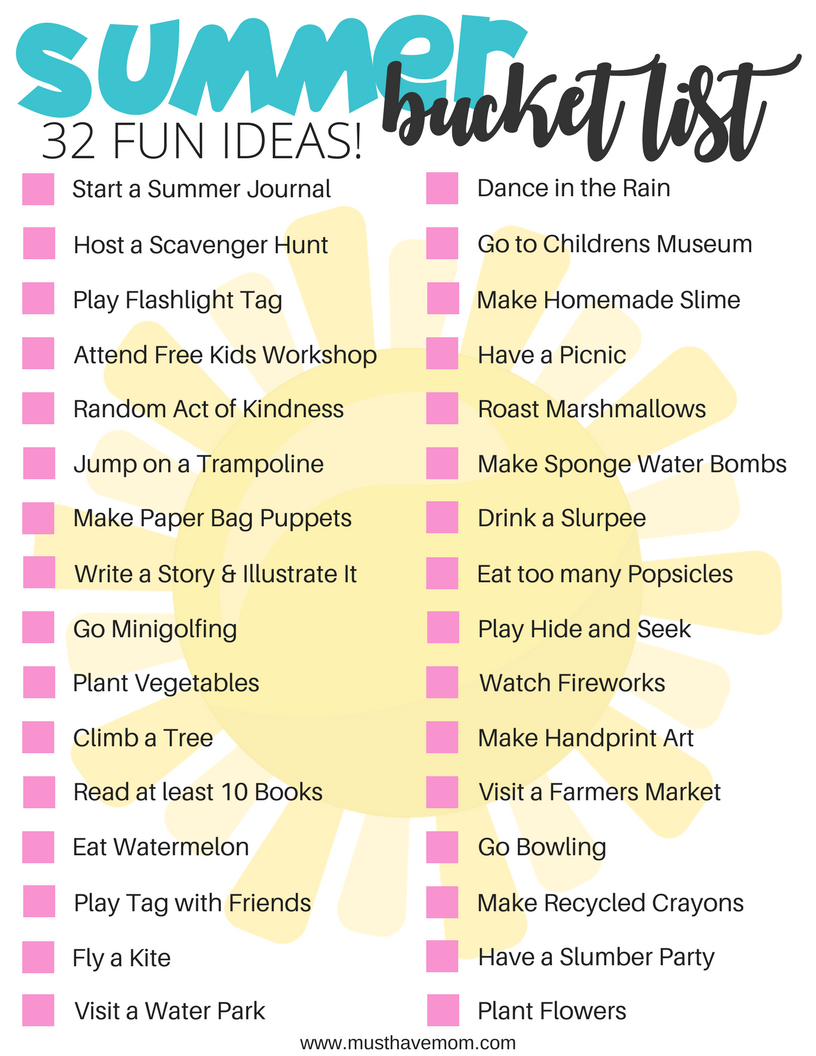 7 Free Printable Summer Bucket Lists - Must Have Mom