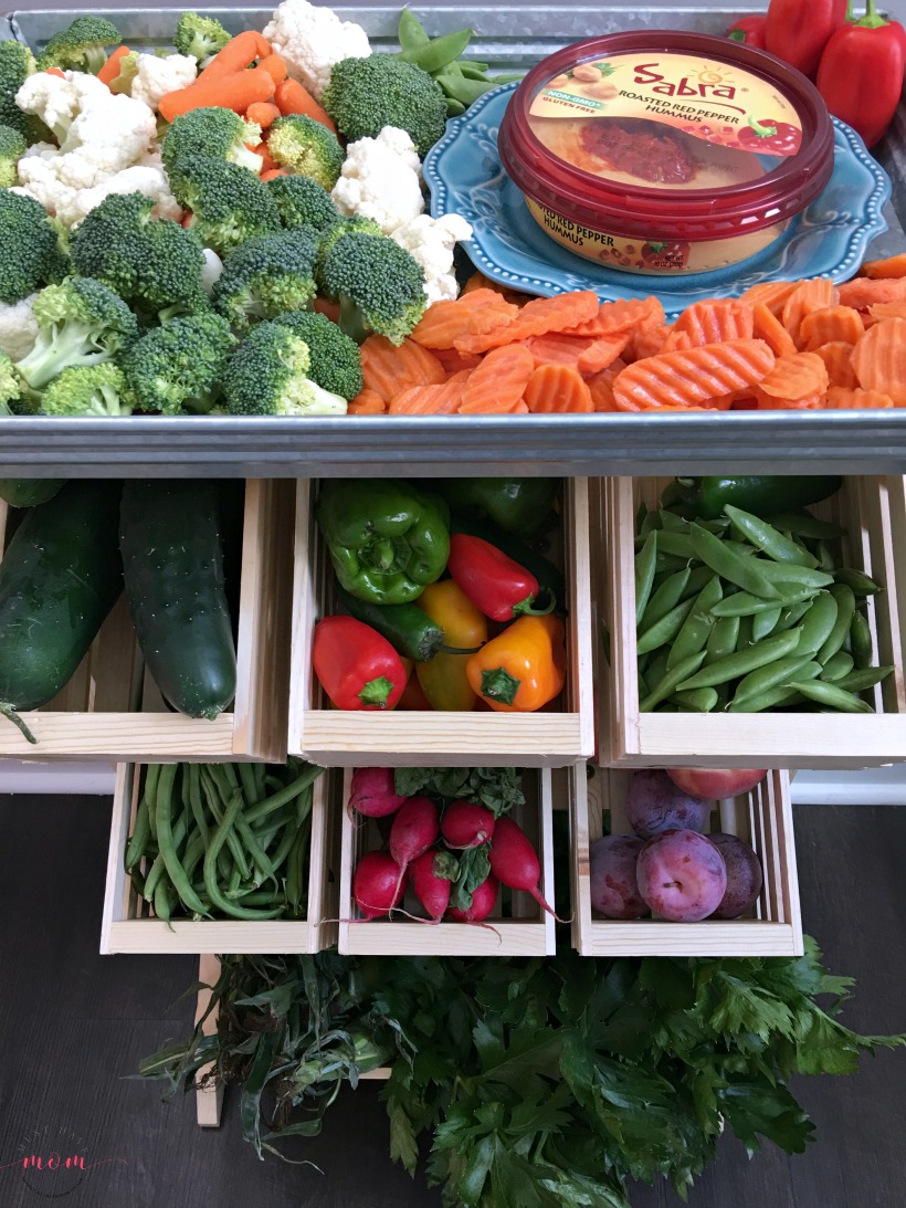 Farmhouse style produce storage. Produce stand DIY tutorial with farmer's market veggie ideas!