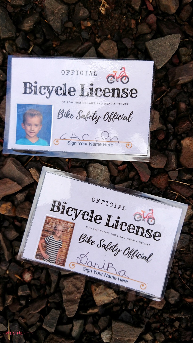 Teach your kids bike safety through play! Fun activity to decorate bike helmet, free printable bicycle license and cone course!