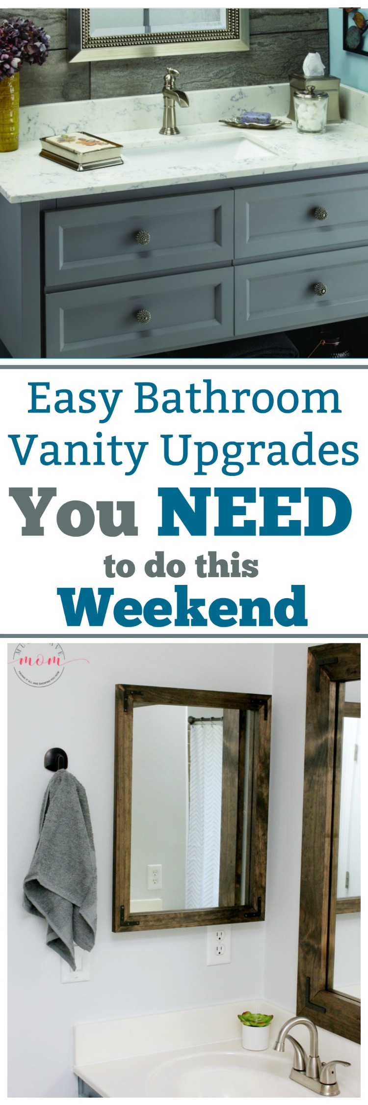 Easy bathroom vanity upgrades you NEED to do this weekend! DIY bathroom projects for farmhouse style bathroom ideas.