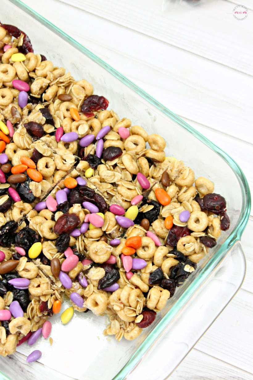 Healthy honey nut oatmeal breakfast bar recipe turned into cute lunchbox butterfly baggies! Easy breakfast or snack for kids and adults.