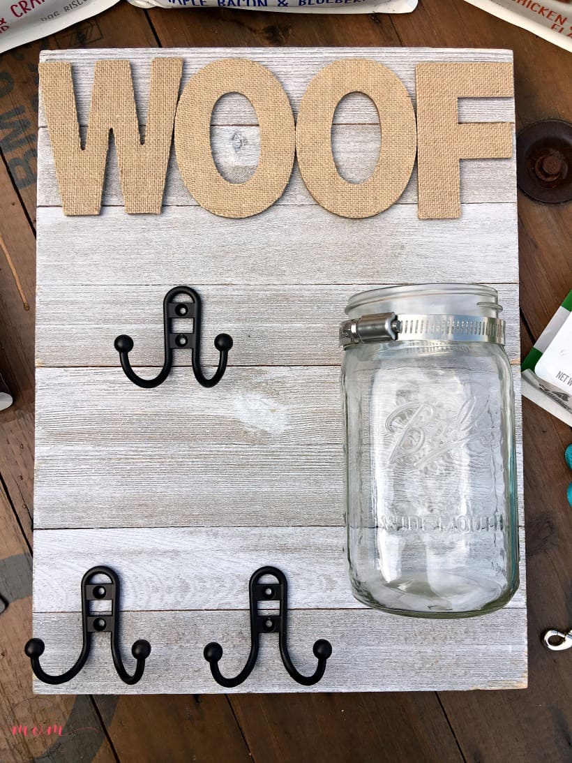 DIY Dog Sign with Treat Jar Leash Holder Must Have Mom