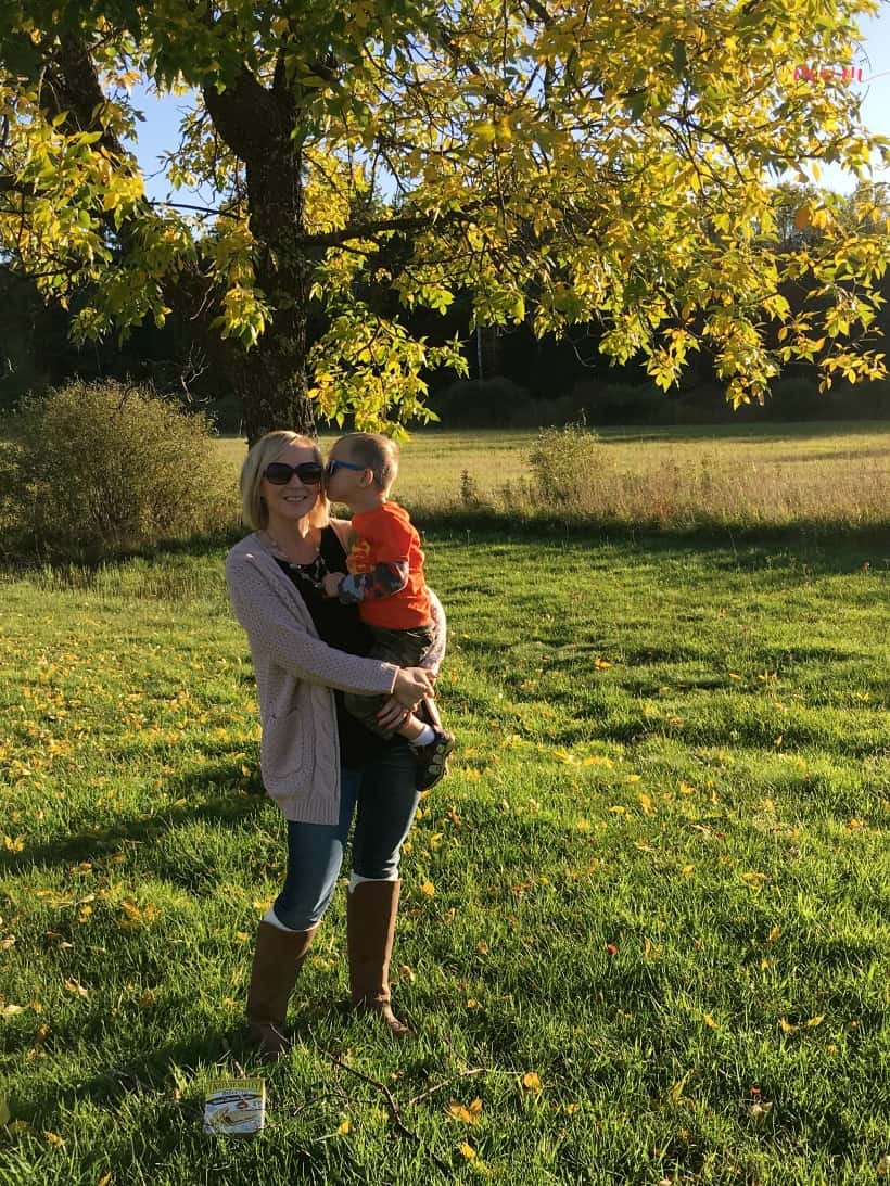 Fall walk with toddlers and stop for a snack. Collect twigs for a craft project afterwards!