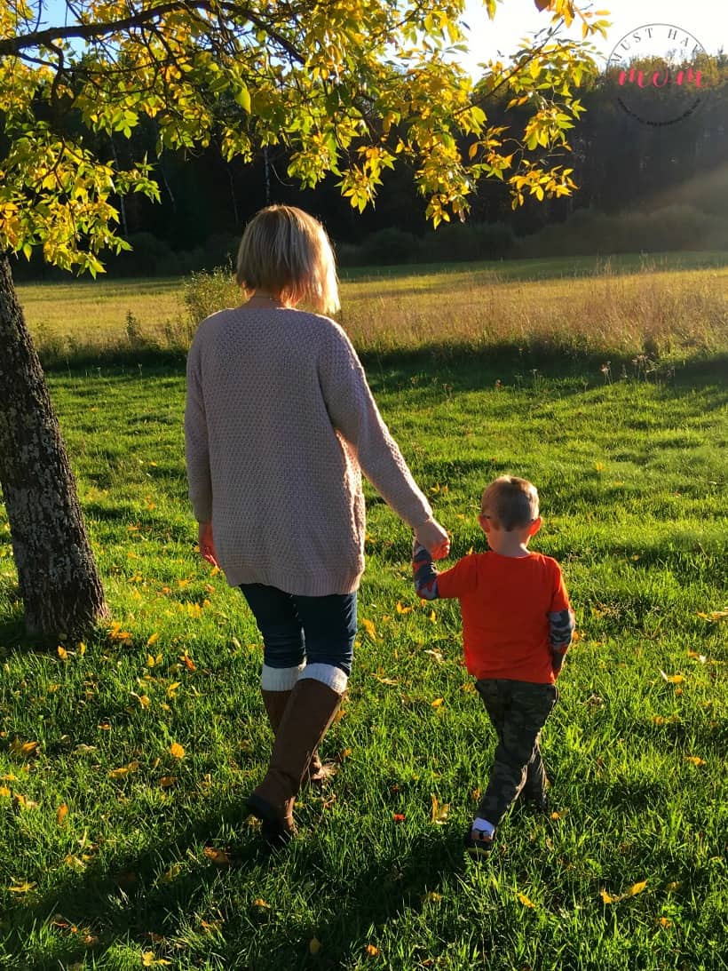 Fall walk with toddlers and stop for a snack. Collect twigs for a craft project afterwards!