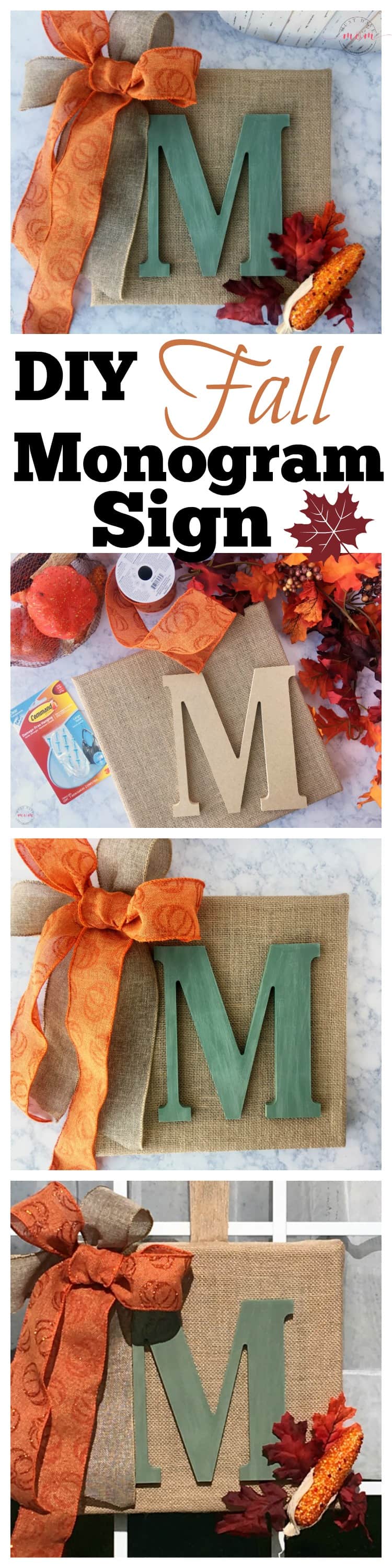 Easy wooden monogram fall sign DIY for porch or front door! Cute fall porch decor ideas!