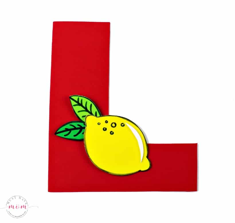 Letter of the Week L is for Lemon letter craft. Educational kids activities to learn letter recognition.