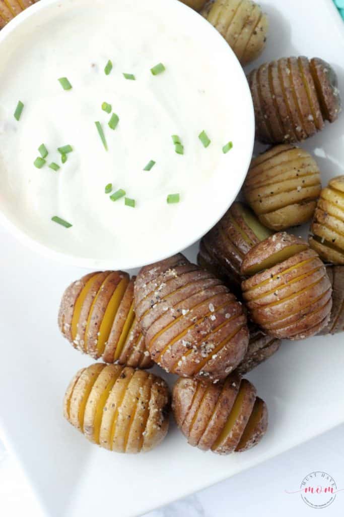 Mini Hasselback Potatoes with Bacon Horseradish Dip Must Have Mom