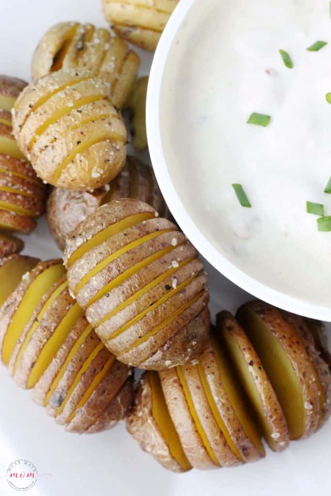 Mini Hasselback Potatoes with Bacon Horseradish Dip Must Have Mom
