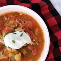 Chicken Taco Chili Recipe! Like chicken tacos in soup form! Easy dinner recipes