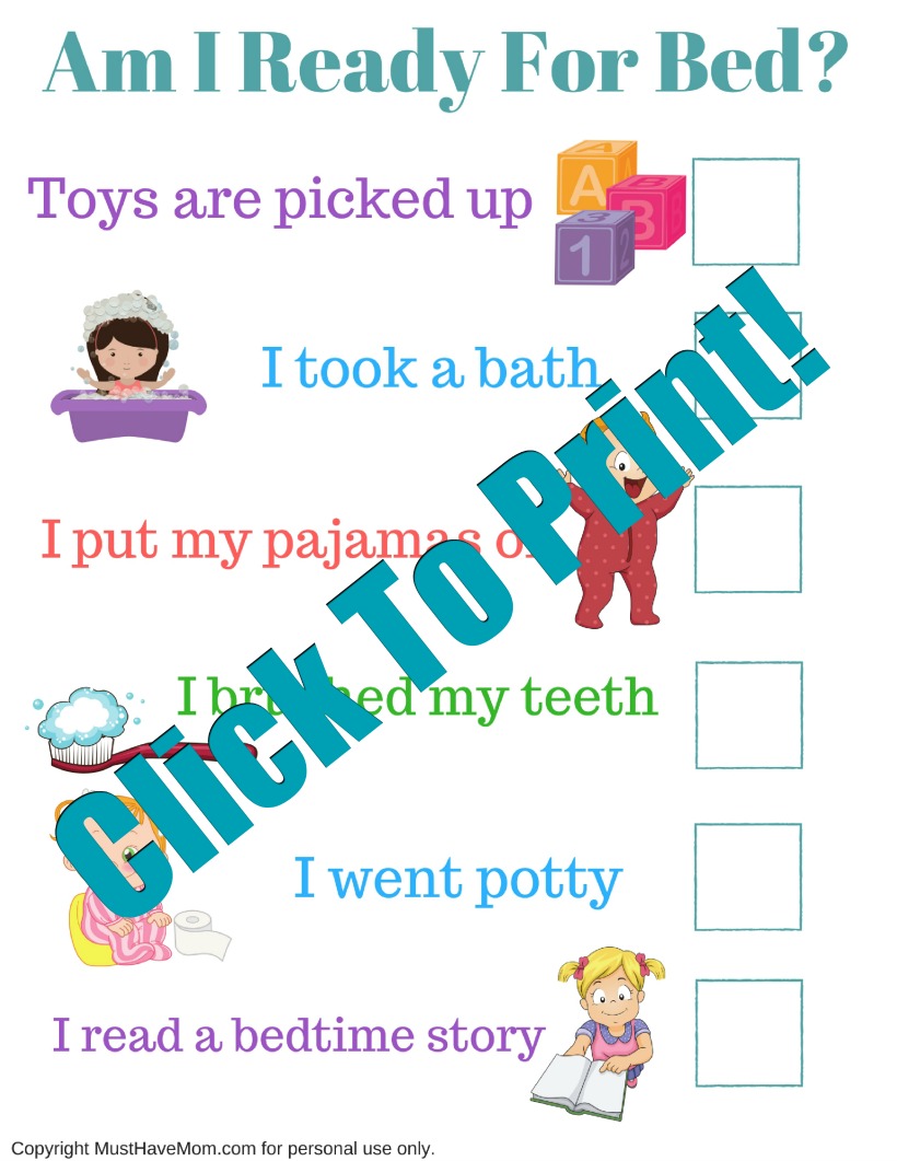 Toddler Bedtime Routine Chart