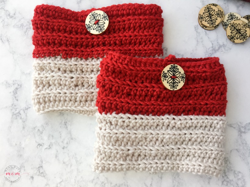 Easy reversible crochet boot cuffs free pattern perfect for beginners. Great crochet gift idea!