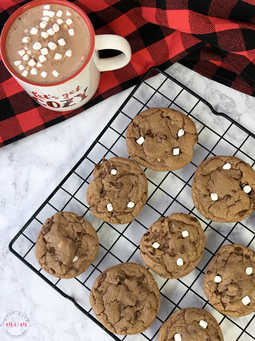 Easy, mouthwatering hot cocoa cookies! These are hot chocolate cookies that are chewy on the inside and crunchy on the outside with mini marshmallows. So good.
