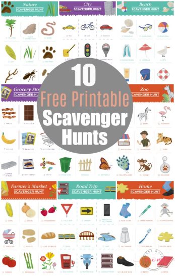 10 Free printable scavenger hunts for kids! These are so much fun! Awesome kids activities idea.