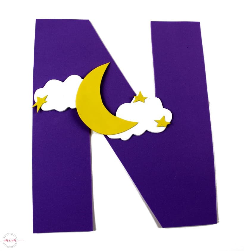 Weekly letter craft series N is for Night. Alphabet activities and crafts with free printables.